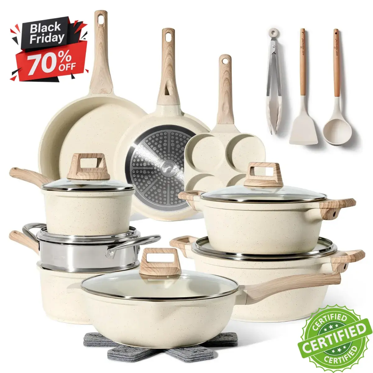 Ceramic Cooking Set 12 pezzi con rivestimento in ceramica